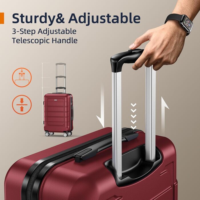 Набір валіз SHOWKOO 3 шт. червоний, легкий, розширюваний, ABS+PC, з TSA-замком і 4 колесами (M/L/XL)