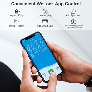 Електронний дверний замок WELOCK PCB01 для вхідних дверей, Bluetooth, RFID-карта, Wi-Fi (потрібен шлюз), підходить для дверей 50-100 мм
