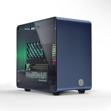 Алюмінієвий корпус ElectroCookie Mini Tower для Raspberry Pi 5 з вентилятором і змінним підсвічуванням (синій)