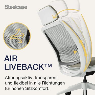 Офісний стілець Steelcase Series 2 з підтримкою спини LiveBack, 4D підлокітники, регульована підголівник, колір Трюфель