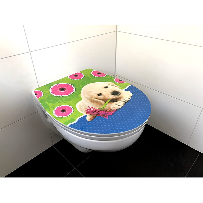 Дитяча кришка для унітазу ADOB Puppy з м'яким закриванням, знімна, дизайн цуценя