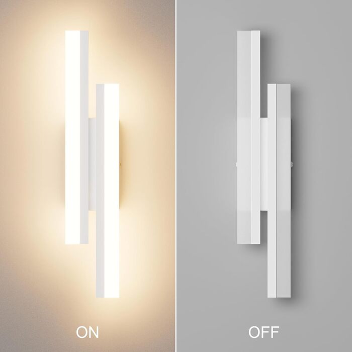 Світлодіодний настінний світильник Klighten 40 см, 12W, 850 Лм, сучасна декор-лампа для спальні, вітальні, коридору, сходів, тепле біле світло 3000K, білий колір, 110-240V