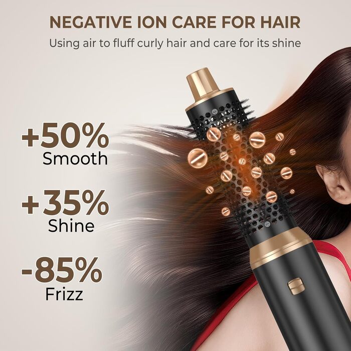 UKLISS Hairstyler 6 в 1: Професійний набір для укладки волосся (фен-щітка, плойка, випрямляч) 1000W, срібно-золотий