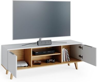Тумба під телевізор Vicco Nautica, білий/дуб сонома, 138x49 см