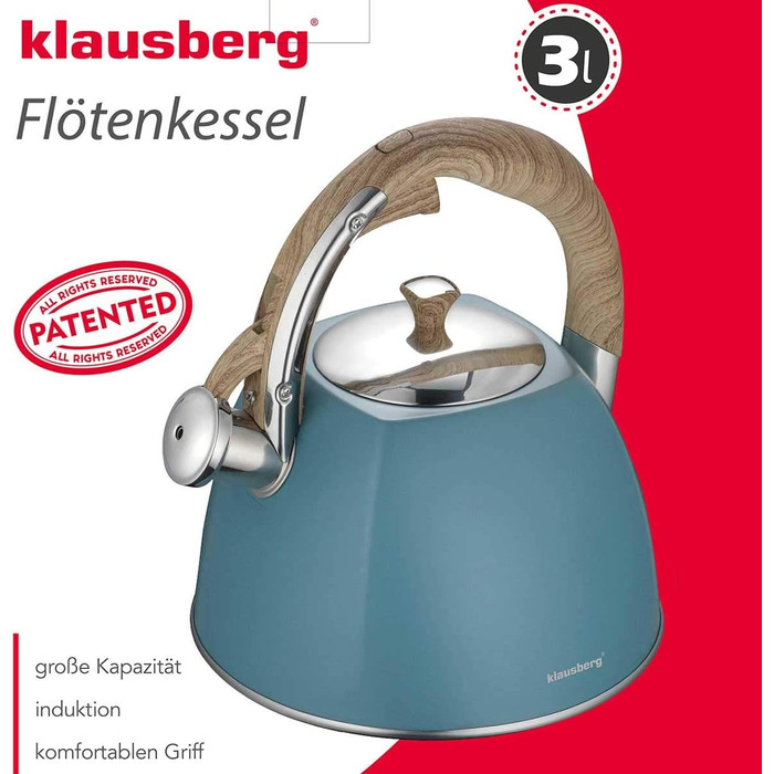 Чайник Klausberg 3 л з фікалкою, турецький, бірюзовий, KB-7499