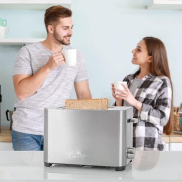 Тостер ProfiCook PC-TA 1251, 2 тостових слоти, нержавіюча сталь, широкий слот, знімна насадка для булочок, регульований ступінь підсмажування, піддон для крихт, кабельний відсік