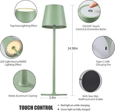 LED-лампа Zoeger 2 шт. на акумуляторі, диммер, USB-C, IP54, для дому та вулиці
