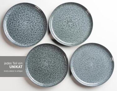 Керамічний сервіз MÄSER Filippa на 4 особи, 16 предметів, зелено-чорний, реактивна глазур, тарілки, миски та чашки, сучасний посуд зі стоневої кераміки