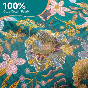 HOORDRY Ковдра-плед з бавовни 150x200 см, 4-шарова, дихаюча, м'яка, біло-зелена, для дивана та всіх сезонів