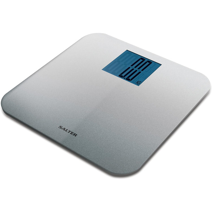 Електронна вага Salter 9075 Premium Max 250кг, велика платформа, LCD дисплей, для твердих і килимових підлог, батарейки в комплекті, срібляста