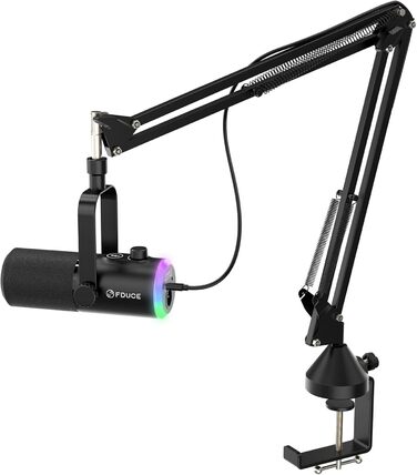 Мікрофон ігровий FDUCE з USB/XLR підключенням, RGB-підсвічуванням та регулюванням Gain для стрімінгу, запису подкастів та ігор (D30+)