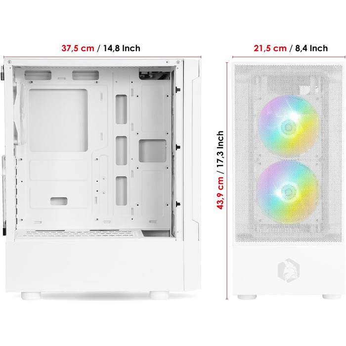 Корпус для ПК EMPIRE GAMING Sapphire ARGB середній Tower ATX/mATX/ITX, білий, з бічною панеллю із загартованого скла, 3 ARGB вентилятори 120 мм, MB Sync