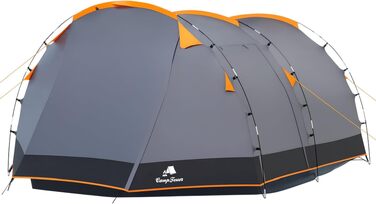 Сімейний намет CampFeuer Zelt Super+ на 4 особи: великий тунельний намет з 2 входами, тамбуром та водостійкістю 3000 мм, сірий