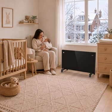 Розумний керамічний обігрівач стін CIARRA Smart WLAN 1000W (CBHX20-B), електричний настінний конвектор з керуванням через Wi-Fi