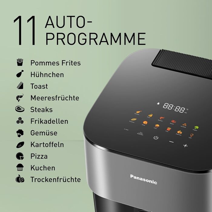 Фритюрниця повітряна Panasonic NF-CC500SXE, 5 л, з вікном, 80–200 °C, 11 програм, LCD-дисплей, покриття антипригарне, сірий матовий, ETM Award 2024