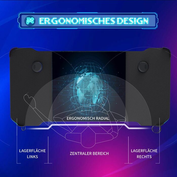 Ігровий стіл Homall 140x60 см з LED-підсвіткою, полицею для кабелів, гачком для навушників і підставкою для напоїв для геймінгу та офісу