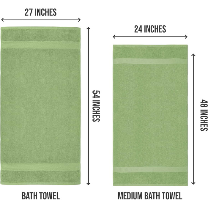 Рушники для ванної Utopia Towels 61x121 см, 6 шт, зелений