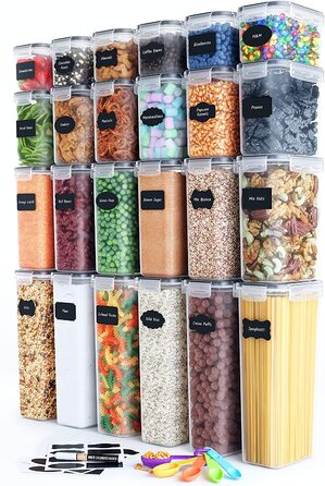 Набір контейнерів для зберігання продуктів Chef's Path, 14 шт, сині, герметичні пластикові контейнери без BPA для кухні та круп, з кришками