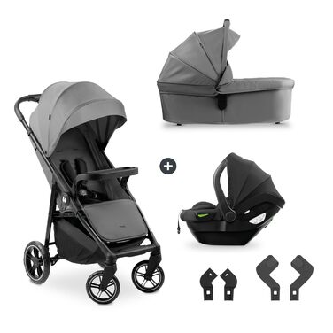 Дитяча коляска 3в1 Hauck Shop N Care Trio Set (Сірий) - Коляска, люлька, автокрісло i-Size, підстаканник, UPF 50+, регульоване положення, складна