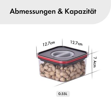 Набори контейнерів для зберігання Neoflam® з кришкою, герметичні, 2x 1.35L та 2x 2.1L (4x 0.55L), чорний/червоний, BPA free