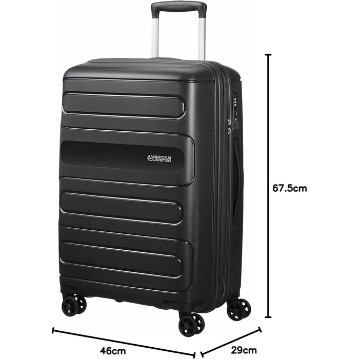 Валіза American Tourister Sunside Spinner 68 розширювана, 3.7 кг, 72.5/83.5 л, чорна, розмір M (67.5 см)