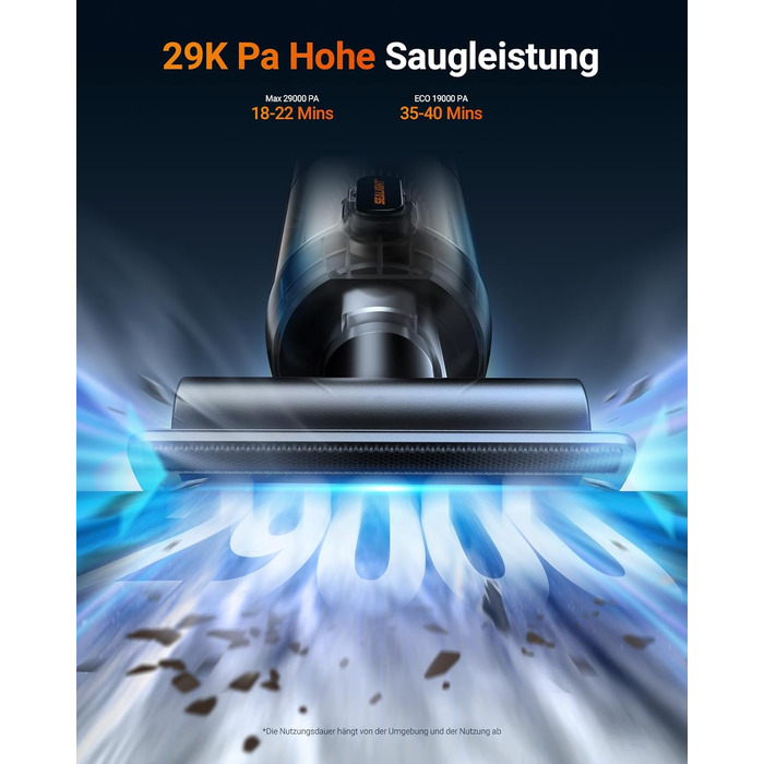 Акумуляторний ручний пилосос SEALIGHT 29000Па, бездротовий міні-пилосос 4-в-1 з безщітковим двигуном для авто, дому та тварин, Velvet Black