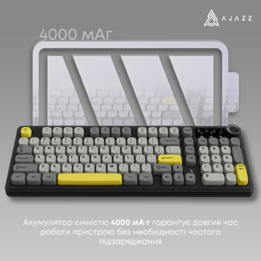 Бездротова клавіатура Ajazz AF98 PLUS Black Gray Yellow (AF98-PLUS-BGY)