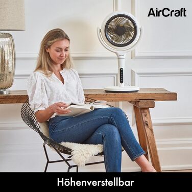Вентилятор AirCraft Home Lume з пультом ДУ та LED підсвіткою - 3D циркулятор, регульована висота, таймер, 3 режими