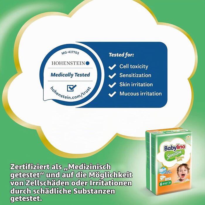 Дитячі підгузки Babylino Sensitive розмір 5 Junior (11-16 кг), 132 шт.