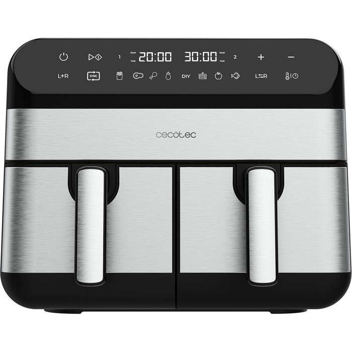 Аерофритюрниця Cecotec CecoFry Advance Double 9 л, 2850 Вт, цифрова, без олії, з двома кошиками та технологією PerfectCook