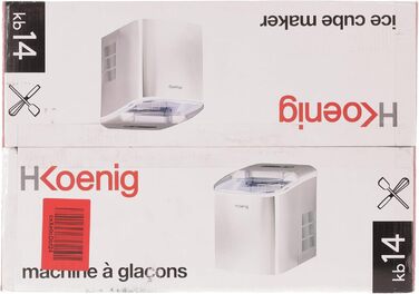 Льодогенератор H.Koenig KB14, 12 кг/день, 2 розміри, нерж. сталь, 2.1 л, 120 Вт, сріблястий