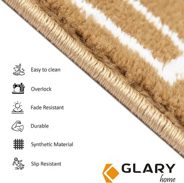 Набір із 15 килимків для сходів Glary Home, самоклеючі, 22×71×1,2 см, квадратний візерунок, біло-бежеві