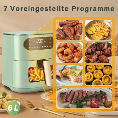 Аерофритюрниця Citybee XXL 10L (5L+5L) з двома камерами та вікном, Dual Zone Airfryer 2200W, сенсорне керування, таймер 24г, зелена