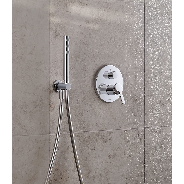 Duravit водозберігаюча кругла ручна душова лійка з режимом Rain, MinusFlow, хром, легке очищення