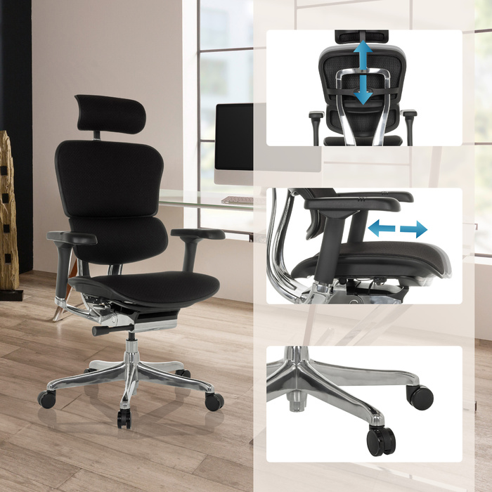 Офісне крісло / Крісло керівника ERGOHUMAN GEN2, тканина, чорний колір, hjh OFFICE