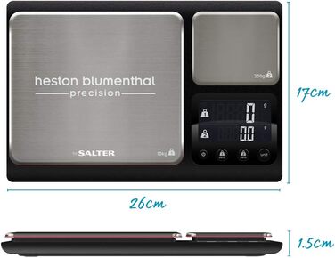 Кухонні ваги Heston Blumenthal Precision By Salter 1049A HBBKDRUP - прецизійна платформа, 10 кг, 1 г, з функцією тарування, метричні та імперські одиниці