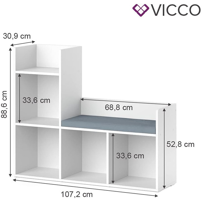 Дитяча полиця Vicco Luigi, біла, 107.2 x 88.6 см, без коробок