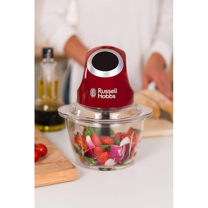 Електричний міні-подрібнювач Russell Hobbs Desire (24660-56) для овочів, фруктів та м'яса, скляна чаша 500 мл з кришкою для зберігання, червоний