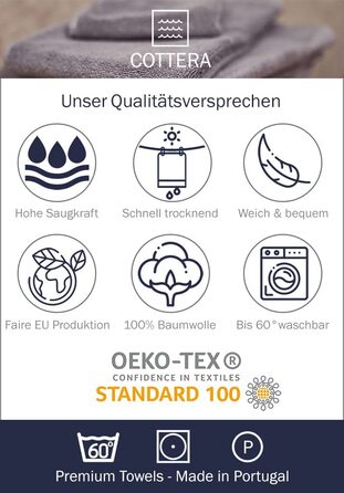 Набір рушників Cottera 8 шт. сині, преміум для готелів і спа, 100% бавовна, 600 г/м², 2 великих 70x140, 2 середніх 40x70, 4 малих 30x30, вироблено в Португалії, екологічні