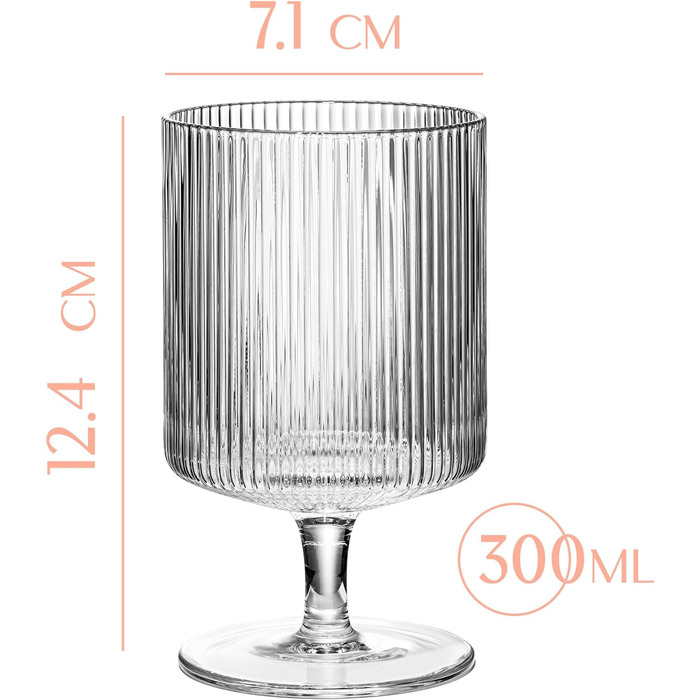 Набір келихів для коктейлів з рифленого кришталю GLASSIQUE CADEAU, арт-деко, 300 мл, 4 шт.
