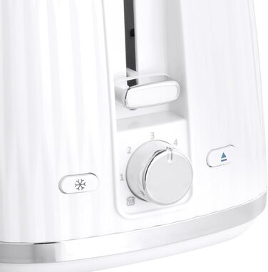 Тостер Russell Hobbs Eden для 2 скибок, білий - 6 режимів підсмажування, розморожування, підігрів, підйом, лоток для крихт