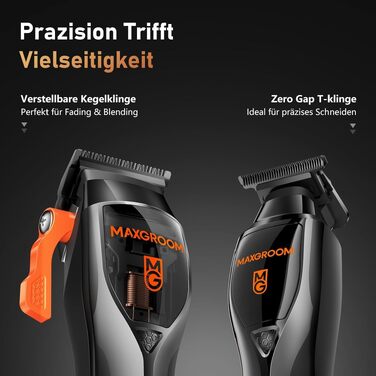 Машинка для стрижки волосся MAXGROOM Profi Set 9000 об/хв з керамічними лезами, чорна. Акумуляторна, з LED-дисплеєм, для стрижки та моделювання