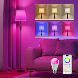 Світлодіодна торшер DUSKTEC RGB для вітальні, смарт-лампа з димером, керування через APP, тепле та холодне біле світло, 10W, 1200LM, аркова лампа для читання, приліжкова лампа