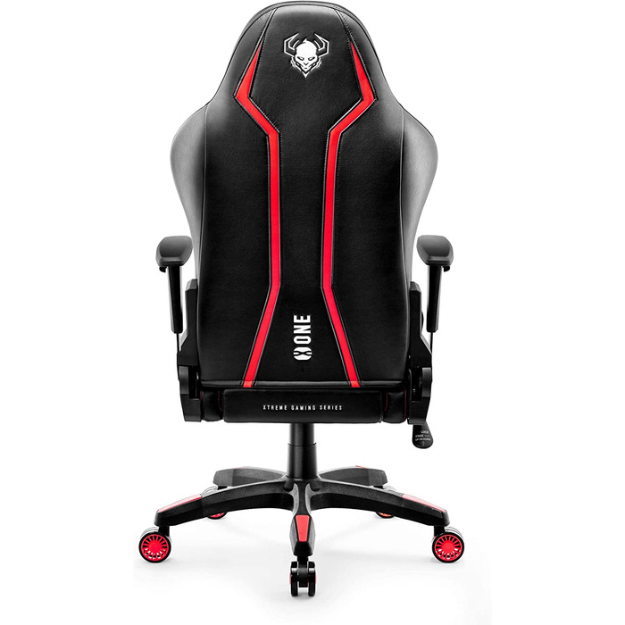 Ігрове крісло Diablo X-One 2.0 з регульованими підлокітниками, ергономічним дизайном, подушками для шиї та попереку, функцією гойдання, червоне, розмір L – комп'ютерне крісло для геймерів та офісу