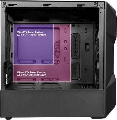 Корпус для ПК Cooler Master TD300 Mesh Mini-Tower для Micro-ATX та Mini-ITX, ігровий корпус з високим повітряним потоком, 2 ARGB вентилятори 120 мм, бічна панель із загартованого скла, знімна кришка, ARGB/PWM-хаб