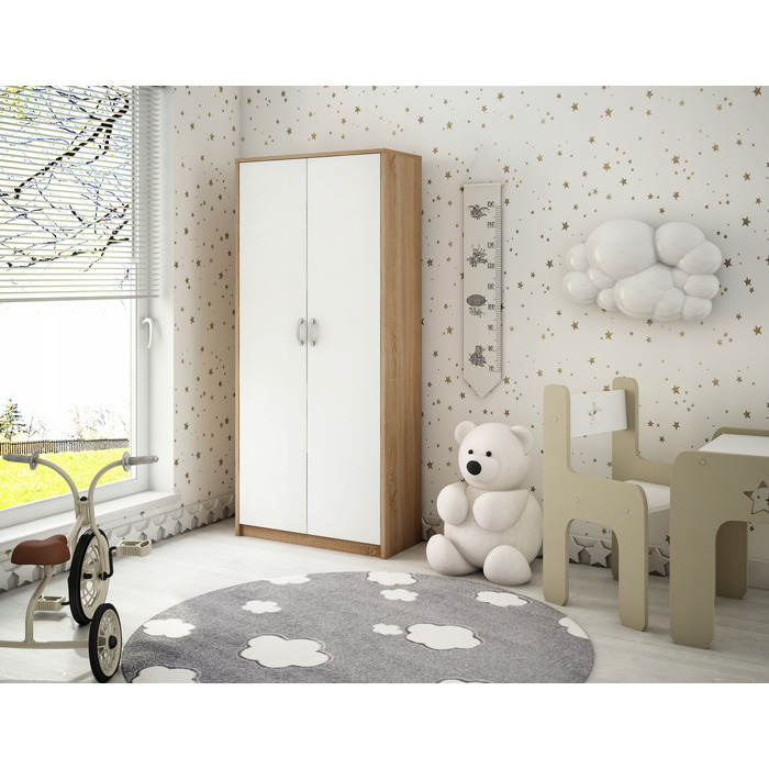 Шафа-гардероб Bestseller Patryk R004, 74x180x35 см, білий / дуб сонома