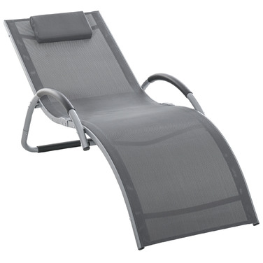 Outsunny Садові шезлонги з подушками Шезлонг Relax Lounger ергономічний алюмінієвий Texteline сірий 160 x 60 x 65 см