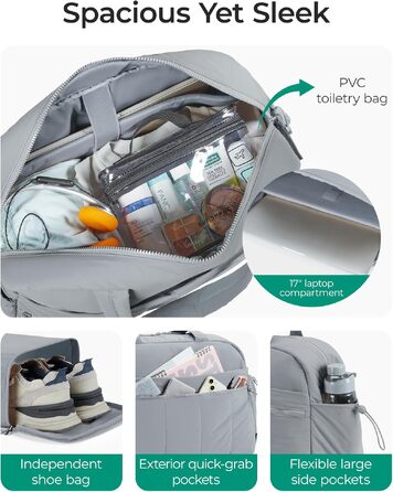Спортивна сумка-даффл BAGMART Puffer на 24 л для жінок, містка сумка для подорожей та вікендів (темно-сіра, L)