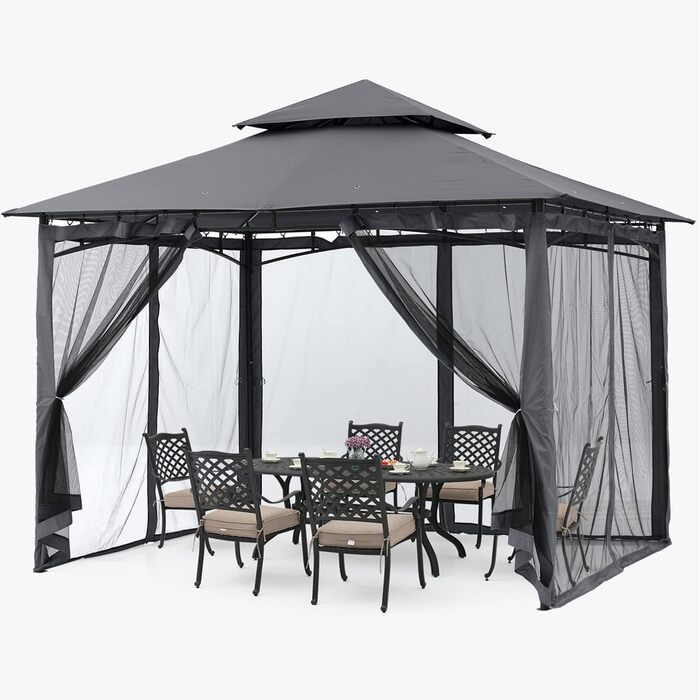 Павільйон садовий ABCCANOPY 2.5x2.5м водонепроникний, сірий (3.35x3.35м) для вечірок та захисту від сонця і дощу