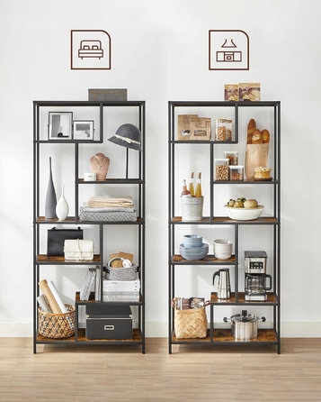 Стелаж Songmics у стилі лофт, 80 x 30 x 180 см, чорний/рустикальний дуб